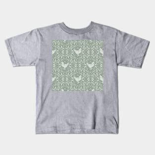 Sage Green Hen Damask Kids T-Shirt